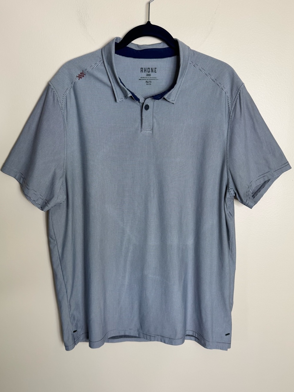 Rhone Striped Performance Polo Shirt Navy mens size X-Large style 100626